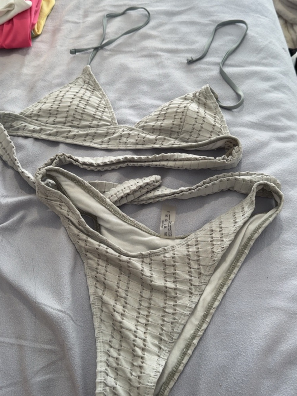 SHEIN Light Gray Textured Triangle Bikini Set